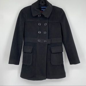 Rothschild black dress coat girls size medium 10 12 button closure pockets